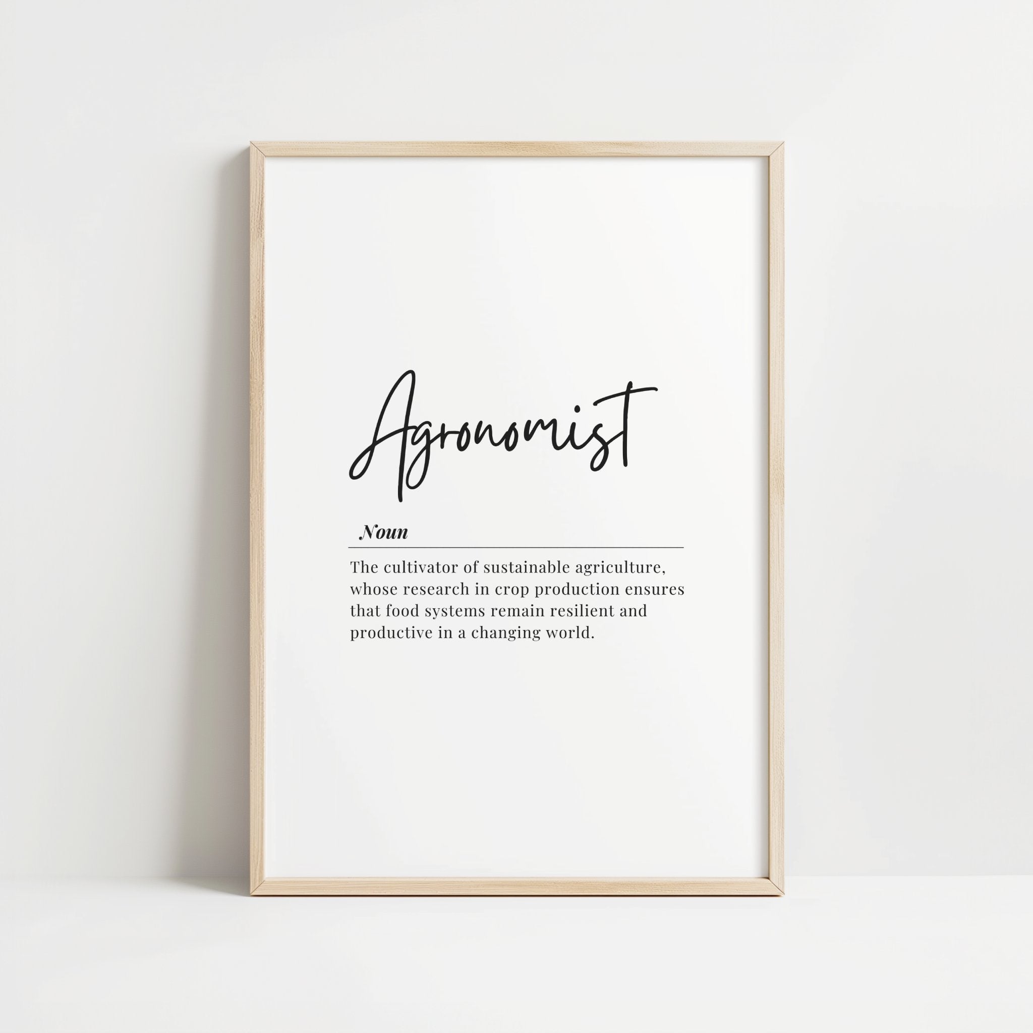 Minimalist black script typography of 'Agronomist' with elegant definition text on crisp white background for professional office spaces Minimalist Agronomist Definition Print – Modern Farm Office Wall Art Digital Download ff12de-46.myshopify.com