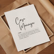 Minimalist black script typography featuring Case Manager on white background with professional serif font definition, creating a sophisticated inspirational office art piece