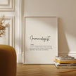 Minimalist black typography on white background featuring the definition of 'Immunologist', designed for professional medical office decor.
