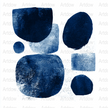 Abstract geometric navy blue and indigo shapes against white background with soft textures creating a calming modern minimalist design perfect for contemporary spaces.
