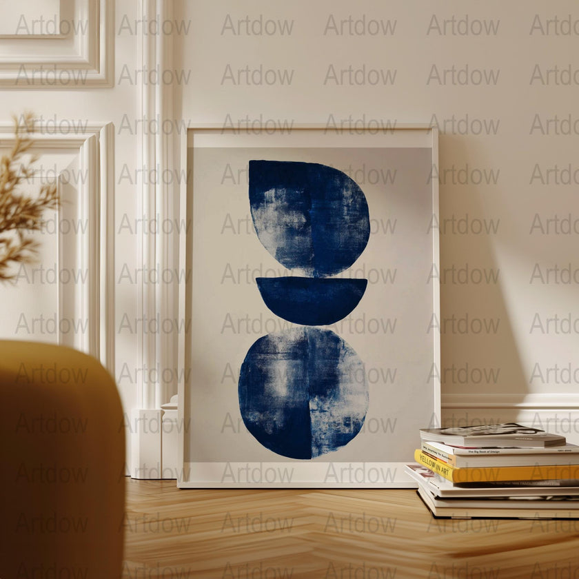 Modern Abstract Blue Art Print, Minimalist Decor, Living Room Wall Art, Contemporary Artwork, Home Office Decoration