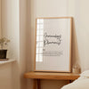 Minimalist black typography featuring 'Immunology Pharmacist' in elegant script against white background with professional definition text, creating a sophisticated healthcare-focused design in natural wood frame.