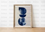 Abstract Blue Circles Art Print, Modern Minimalist Wall Decor, Framed Geometric Painting, Home Office Artwork, Contemporary Design