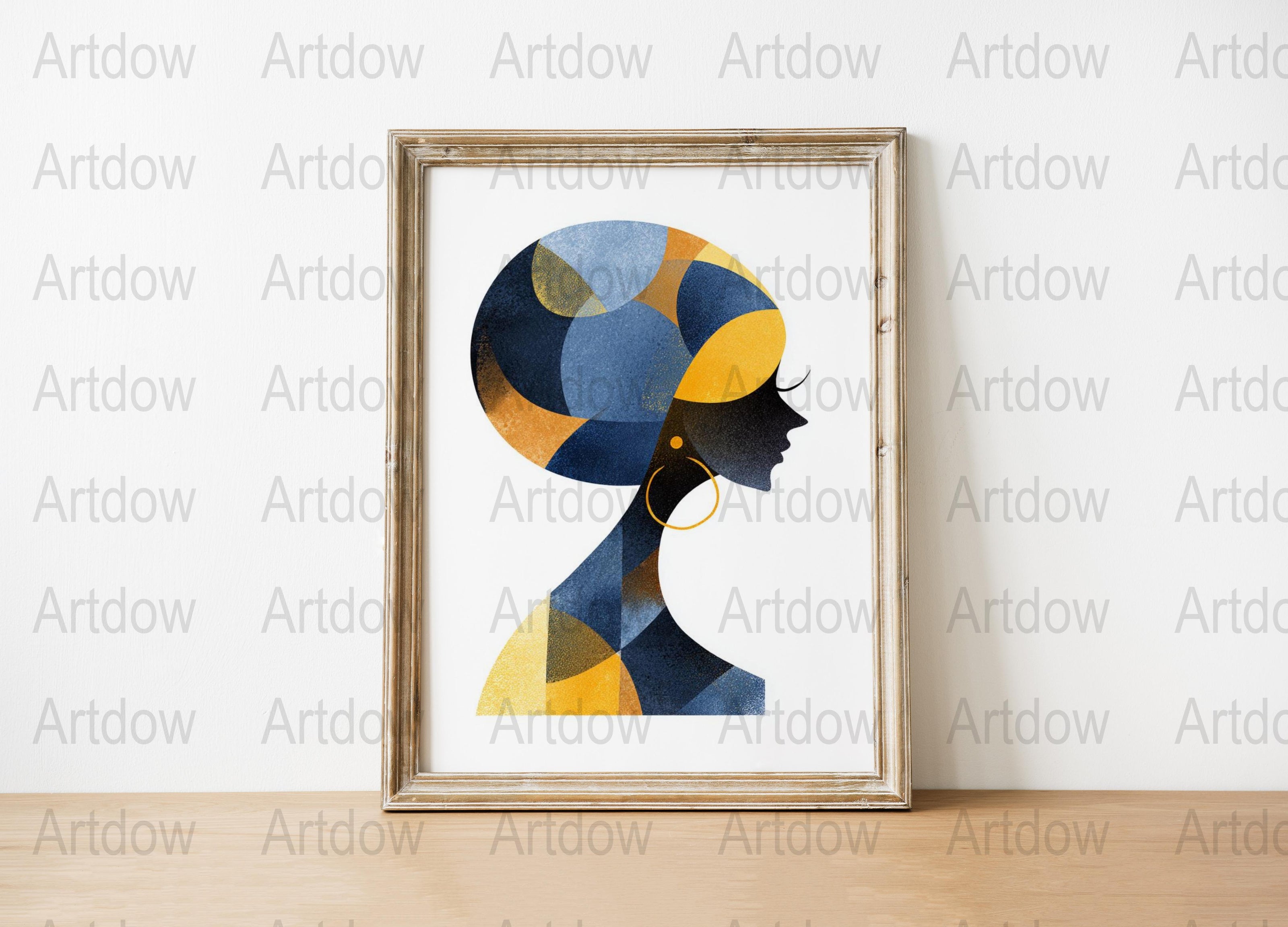 Abstract African Woman Silhouette Art, Geometric Wall Decor, Modern Minimalist Print, Home Decor, Gallery Wall Artwork, Gift Idea