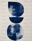 Modern Abstract Blue Art Prints, Minimalist Navy Wall Decor, Set of Two Circular Designs, Contemporary Home Office Artwork