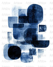 Abstract Blue Geometric Art Print, Modern Navy Wall Art, Minimalist Home Decor, Contemporary Office Artwork
