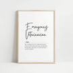 Black script 'Emergency Veterinarian' definition print on white background featuring elegant typography and inspirational quote about veterinarians being steadfast heroes providing hope to pets and families.