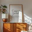 Black and white minimalist typography featuring 'Employment Specialist' in elegant script and serif fonts, with an inspiring professional definition against clean white background in modern wood frame.
