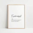 Minimalist black and white typography print featuring 'Epidemiologist' in elegant script font with definition text describing health guardians who prevent illness through pattern analysis