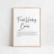 Elegant field hockey coach definition typography print featuring black script and serif fonts on white background, blending motivational quote with minimalist design for professional sports environments.