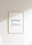 Elegant monochrome typography print featuring 'Gastroenterologist' in bold script with a poetic definition against white space, creating a sophisticated professional decor piece for medical settings.