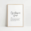 Elegant typography print featuring 'Gerontological Nurse' definition in contrasting black script and serif fonts on white background, creating a sophisticated, calming aesthetic for healthcare spaces.