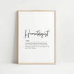 Elegant monochrome typography print featuring 'Hematologist' in bold script font with a poetic definition below, creating a sophisticated and inspirational piece for medical offices.