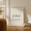 Minimalist black and white typography art featuring the word 'Histologist' in bold script font with an elegant definition below, perfect for medical offices and laboratories, creating a sophisticated professional atmosphere.