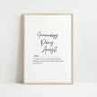 Monochrome typography print featuring 'Immunology Policy Analyst' definition with elegant script and serif fonts against white background, framed in sleek wood for professional healthcare settings.