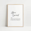 Modern typography print featuring 'Asthma Specialist' in elegant black script against white background, with inspirational definition text below in a clean, minimalist frame design.