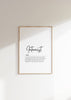 Minimalist typography print featuring 'Internist' in bold sans-serif font with an elegant definition beneath on white background with wood frame, creating a sophisticated professional aesthetic.