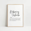 Bold black script typography of 'Kickboxing Instructor' with elegant serif definition text on clean white background, creating dynamic contrast for motivational fitness spaces