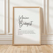 Minimalist black typography on white background featuring 'Marine Biologist' in elegant script with definition text about ocean storytelling and marine conservation, perfect for professional settings.