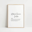 Modern typography print featuring 'Medical Science Liaison' definition in black text on white background, explaining their role bridging science and medicine with a minimalist Scandinavian aesthetic.