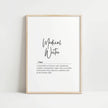 Elegant typography print with 'Medical Writer' in bold script against white background, featuring definition about transforming immunology topics into accessible information, framed in sleek wood.