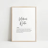 Elegant typography print with 'Medical Writer' in bold script against white background, featuring definition about transforming immunology topics into accessible information, framed in sleek wood.