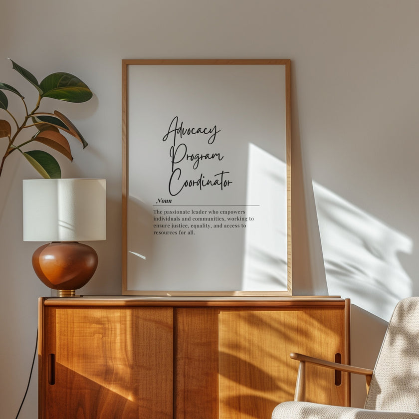 Minimalist Advocacy Program Coordinator Definition Print – Professional Office Wall Art Digital Download
