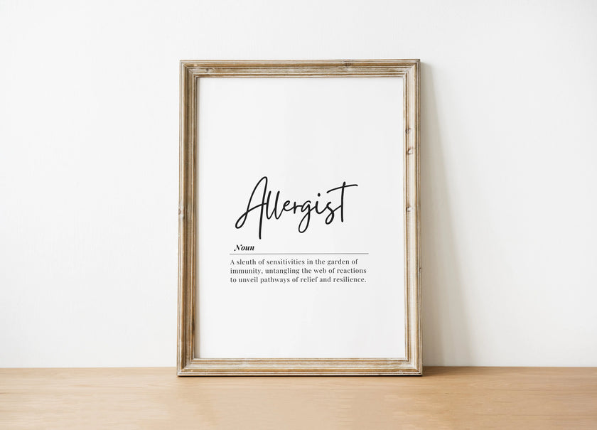  Minimalist Allergist Definition Print – Medical Office Wall Art Digital Download 
