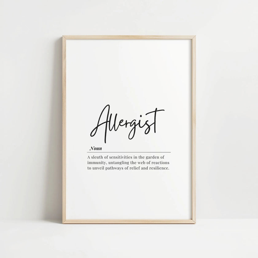  Minimalist Allergist Definition Print – Medical Office Wall Art Digital Download 