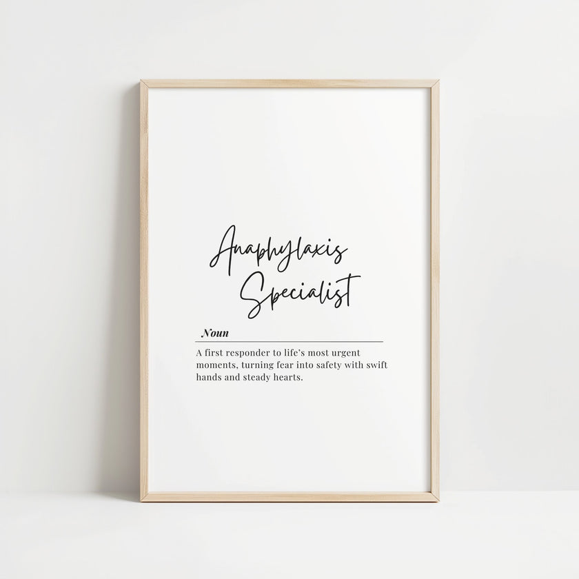Minimalist Anaphylaxis Specialist Definition Print – Medical Office Wall Art Digital Download