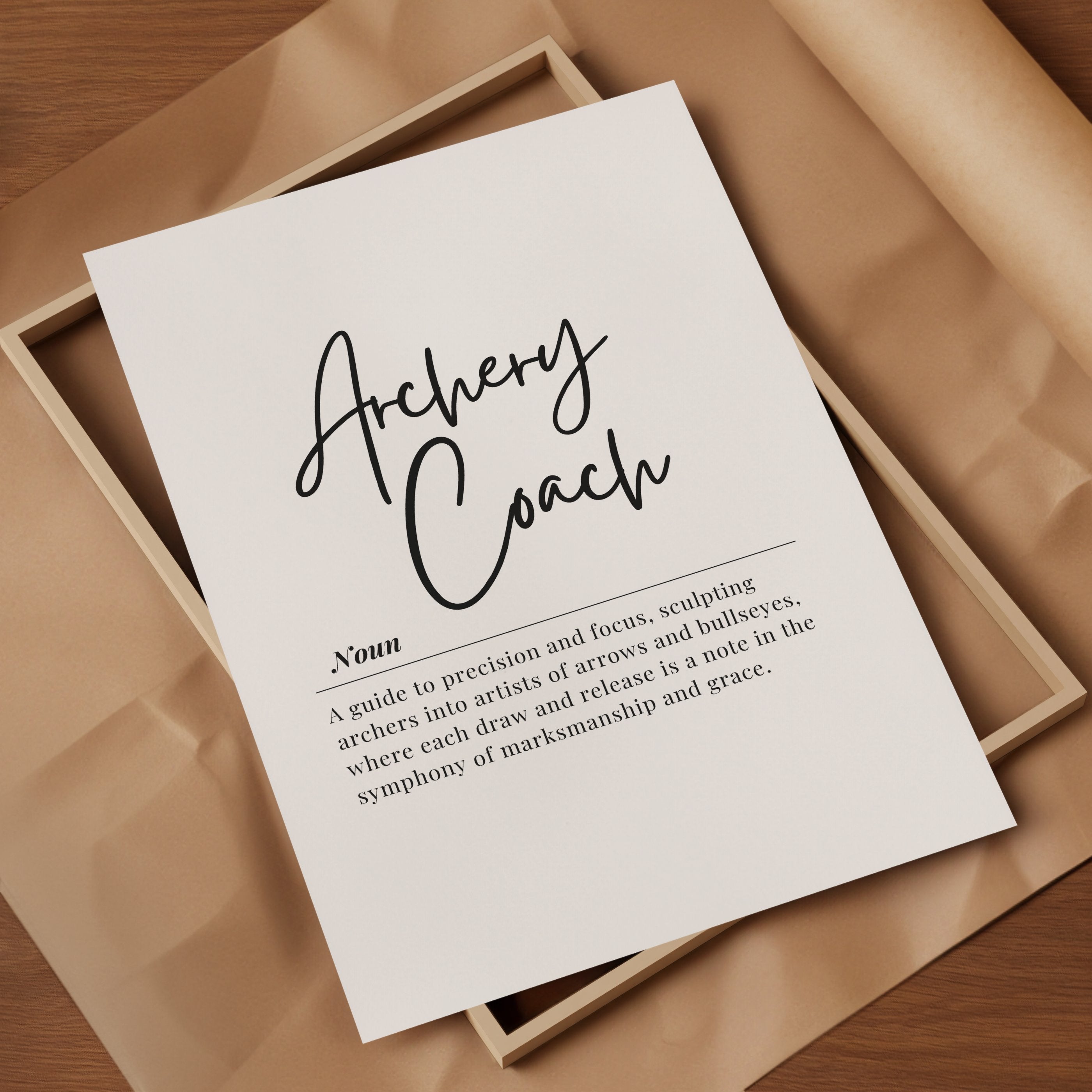 Minimalist Archery Coach Definition Print – Professional Office Wall Art Digital Download
