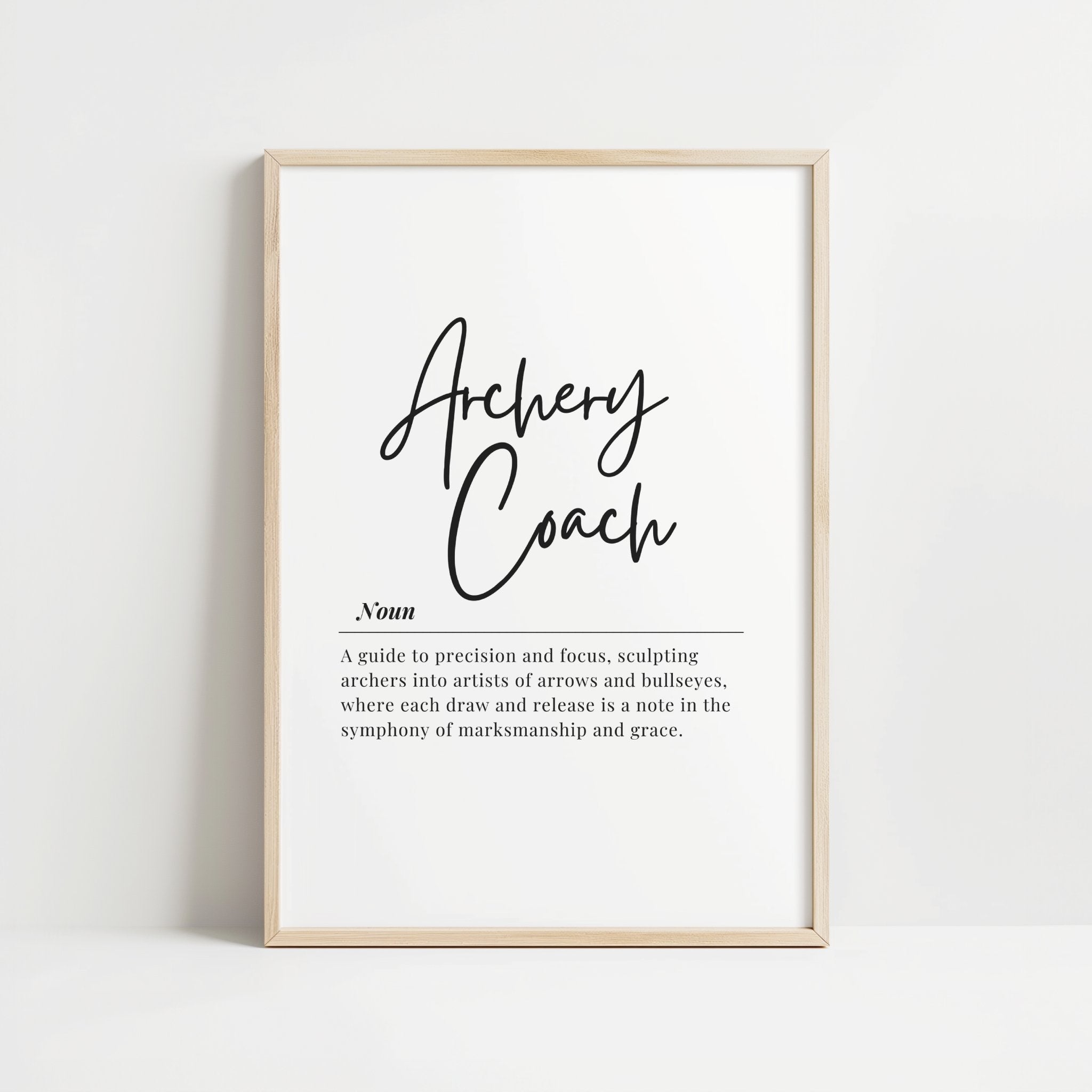 Minimalist Archery Coach Definition Print – Professional Office Wall Art Digital Download