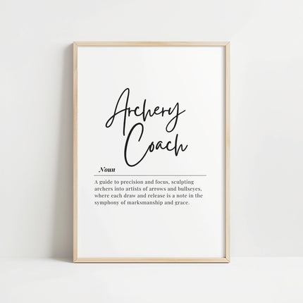 Minimalist Archery Coach Definition Print – Professional Office Wall Art Digital Download