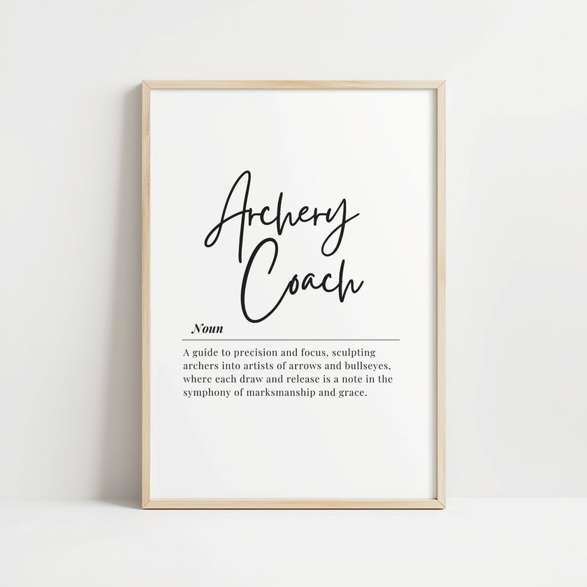 Minimalist Archery Coach Definition Print – Professional Office Wall Art Digital Download