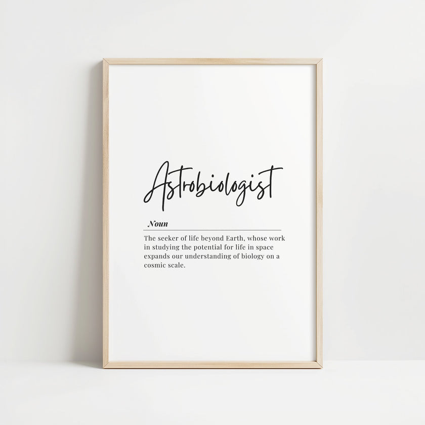 Minimalist Astrobiologist Definition Print – Space Science Office Wall Art Digital Download