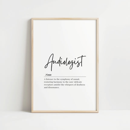 Minimalist Audiologist Definition Print – Medical Office Wall Art Digital Download