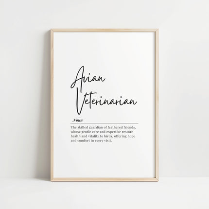 Minimalist Avian Veterinarian Definition Print – Professional Vet Office Wall Art Digital Download