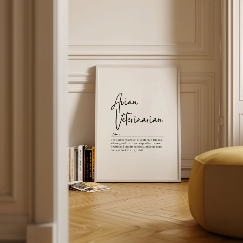 Minimalist Avian Veterinarian Definition Print – Professional Vet Office Wall Art Digital Download