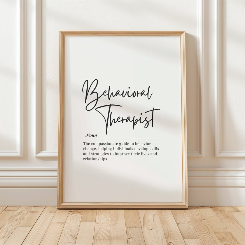 Minimalist Behavioral Therapist Definition Print – Professional Psychology Office Wall Art Digital Download