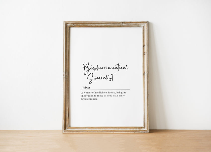 Minimalist Biopharmaceutical Specialist Definition Print – Medical Office Wall Art Digital Download