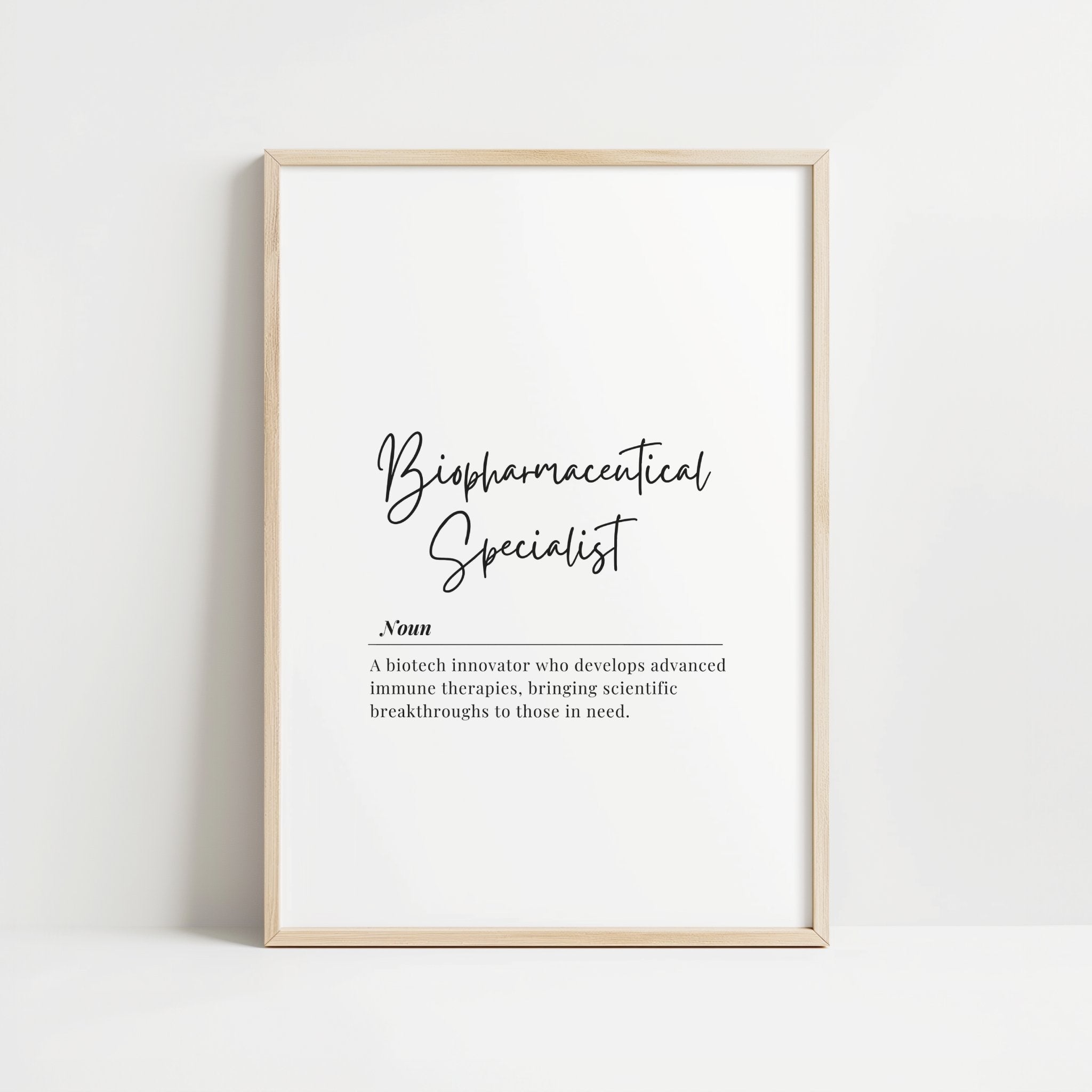 Minimalist Biopharmaceutical Specialist Definition Print – Medical Office Wall Art Digital Download