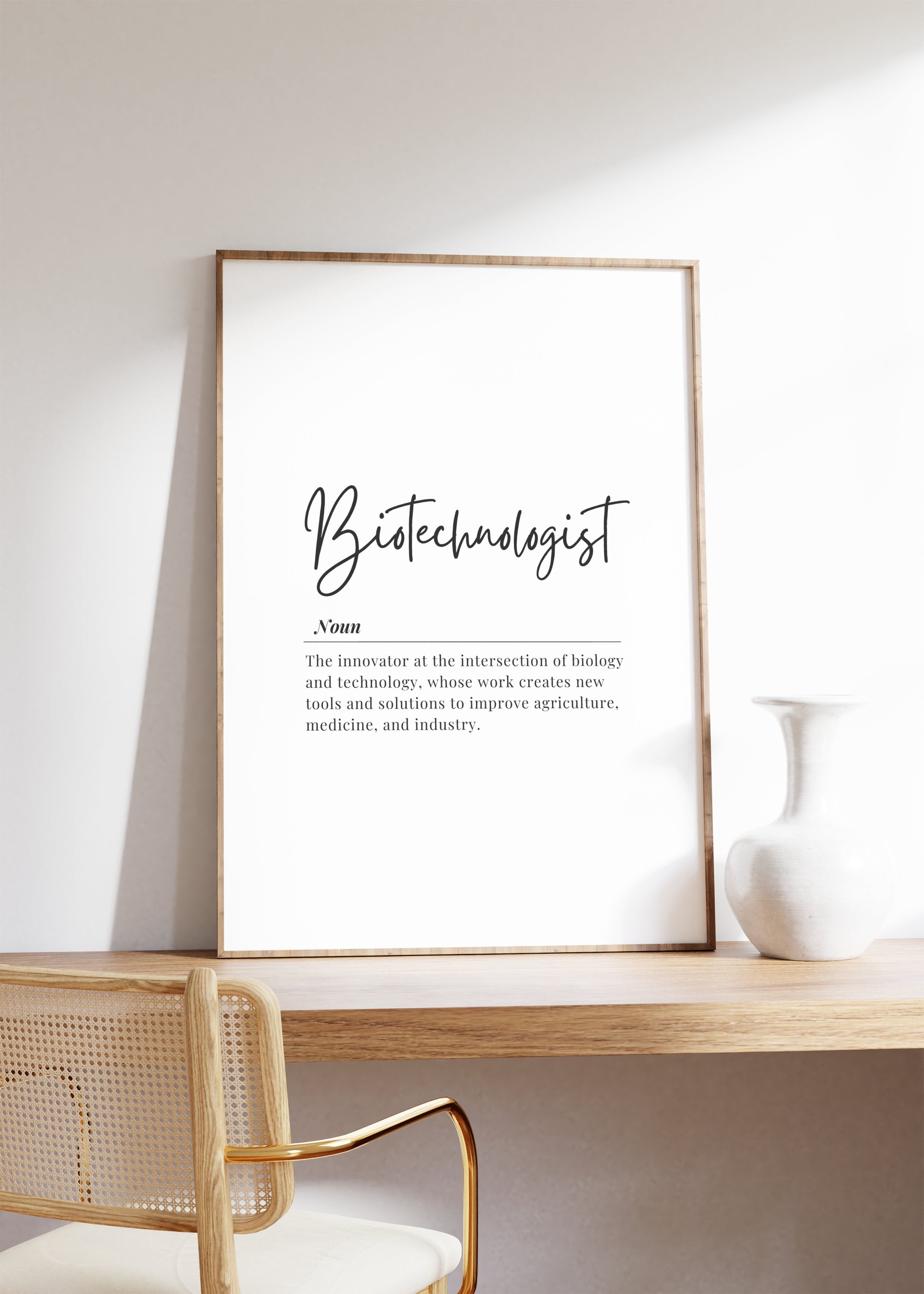 Minimalist Biotechnologist Definition Print – Modern Science Office Wall Art Digital Download