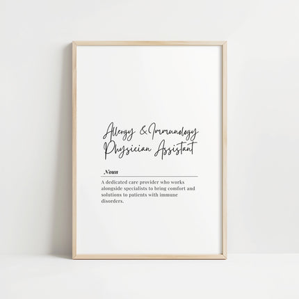 Minimalist Physician Assistant Definition Print – Medical Office Wall Art Digital Download