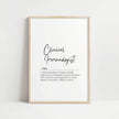 Minimalist black and white typography featuring Clinical Immunologist definition in elegant script against crisp white background, perfect for professional medical office decor