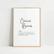 Minimalist typography print featuring 'Clinical Research' definition in elegant black script against white background, creating an inspiring professional atmosphere ideal for healthcare environments.