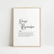 Minimalist black and white typographic print featuring 'Nurse Researcher' definition in elegant script and sans-serif fonts against a clean white background, perfect for professional healthcare settings.