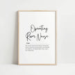Black typography print featuring 'Operating Room Nurse' definition in bold sans-serif and handwritten fonts against white background, creating a professional yet personal aesthetic for medical spaces.