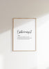 Minimalist ophthalmologist definition print with elegant typography, featuring black script against white background in a natural wood frame, conveying professional clarity and sophisticated aesthetic for medical spaces.