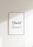 Elegant typography print featuring 'Orthopedist' in bold black script with a serif definition on white background, creating a professional minimalist design for medical spaces.