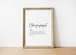 Minimalist black and white typography print featuring 'Otolaryngologist' in elegant script with professional serif definition text, perfect for ENT medical offices seeking sophisticated wall decor.